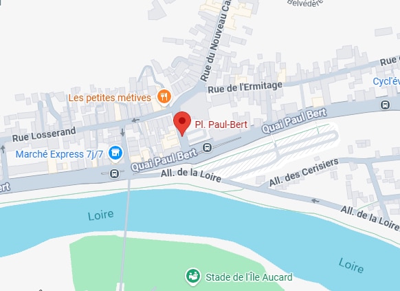 Carte de la Place Paul-Bert à Tours et Quai de la Loire Plan détaillé de la Place Paul-Bert à Tours et des quais de Loire.